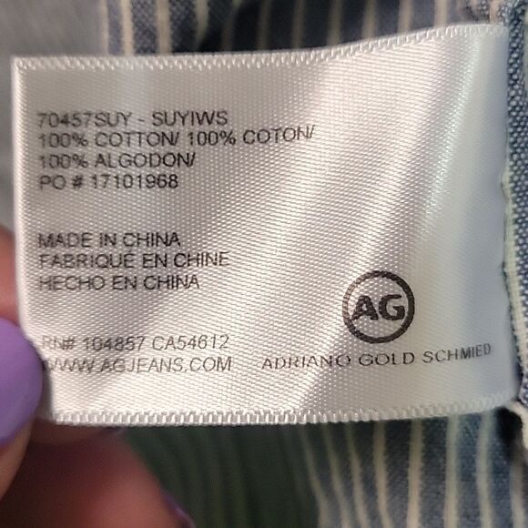 AG Standard Fit Striped Long Sleeve Button Down Shirt Men’s Size Small - Picture 6 of 7